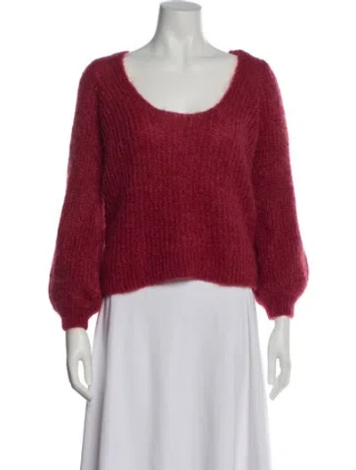 Pre-owned Sézane Mohair Scoop Neck Sweater In Red