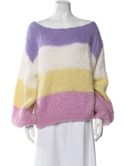 Pre-owned Sézane Mohair Striped Sweater In Purple