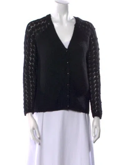 Pre-owned Sézane Mohair V-neck Sweater In Black