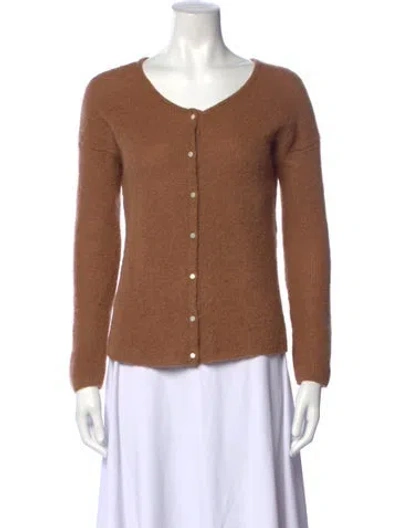Pre-owned Sézane Mohair V-neck Sweater In Brown
