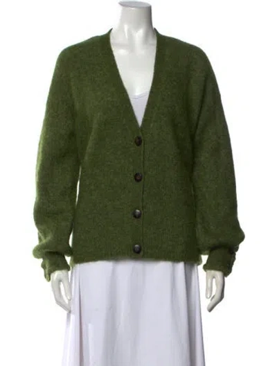 Pre-owned Sézane Mohair V-neck Sweater In Green