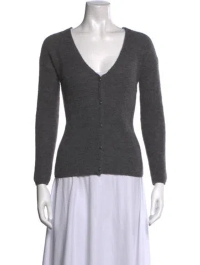 Pre-owned Sézane Mohair V-neck Sweater In Grey