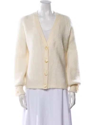 Pre-owned Sézane Mohair V-neck Sweater In Neutral