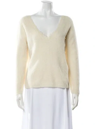 Pre-owned Sézane Mohair V-neck Sweater In Neutral