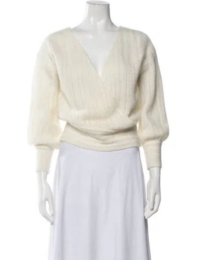Pre-owned Sézane Mohair V-neck Sweater In Neutrals