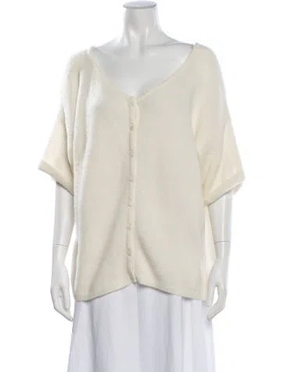 Pre-owned Sézane Mohair V-neck Sweater In Neutrals