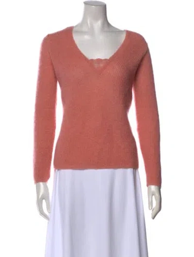 Pre-owned Sézane Mohair V-neck Sweater In Pink