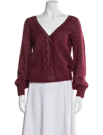 Pre-owned Sézane Mohair V-neck Sweater In Red