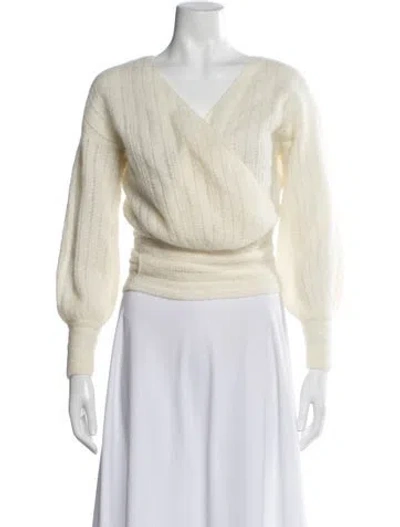Pre-owned Sézane Mohair V-neck Sweater In White