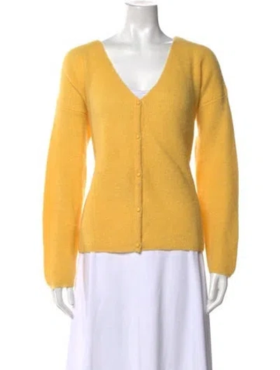 Pre-owned Sézane Mohair V-neck Sweater In Yellow