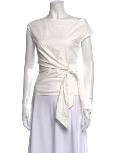 Pre-owned Sézane Off-the-shoulder Short Sleeve Blouse In White
