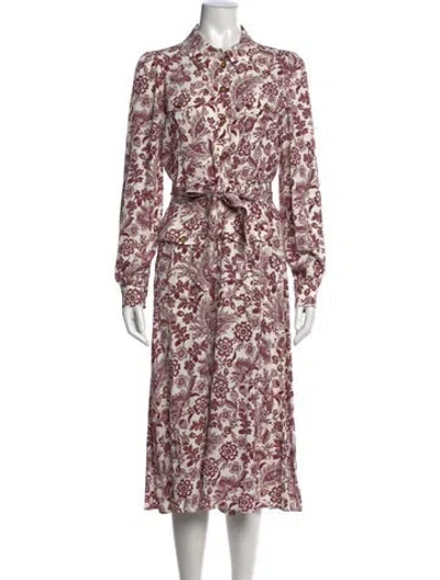 Pre-owned Sézane Paisley Print Long Dress In Burgundy