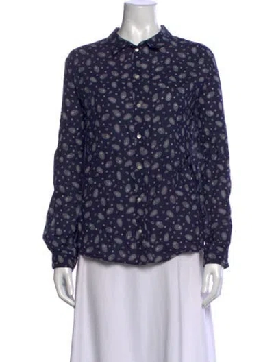 Pre-owned Sézane Paisley Print Long Sleeve Blouse In Blue