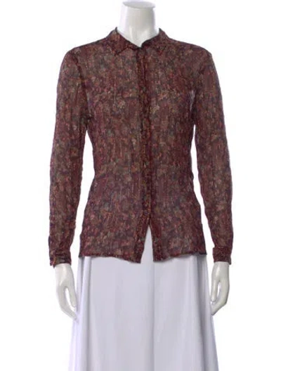 Pre-owned Sézane Paisley Print Long Sleeve Blouse In Multi