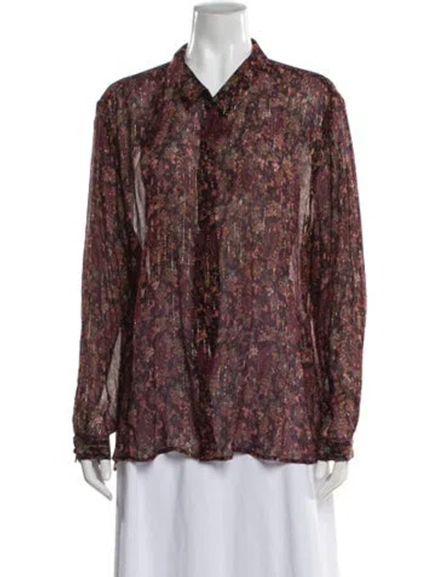 Pre-owned Sézane Paisley Print Long Sleeve Blouse W/ Tags In Multi