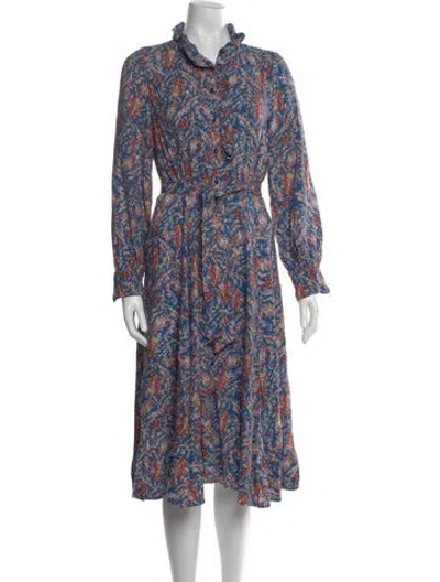 Pre-owned Sézane Paisley Print Midi Length Dress In Blue