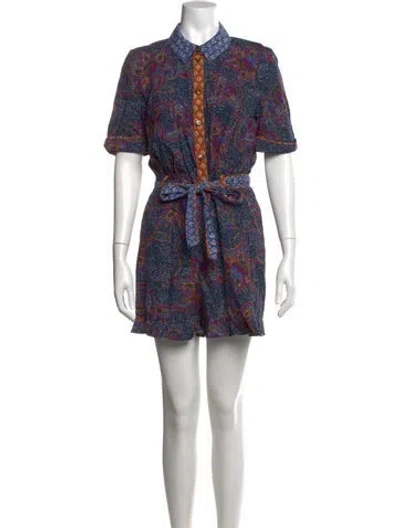 Pre-owned Sézane Paisley Print Mini Dress In Blue