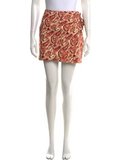 Pre-owned Sézane Paisley Print Mini Skirt W/ Tags In Red