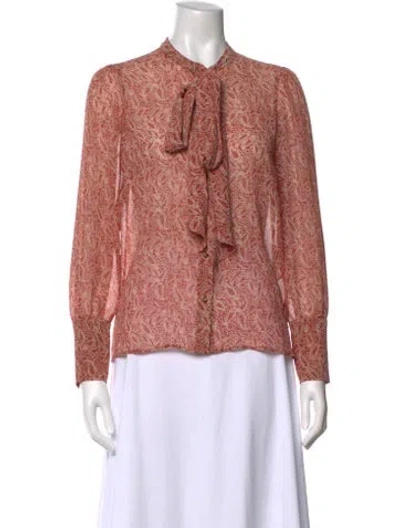 Pre-owned Sézane Paisley Print Tie Neck Blouse In Red