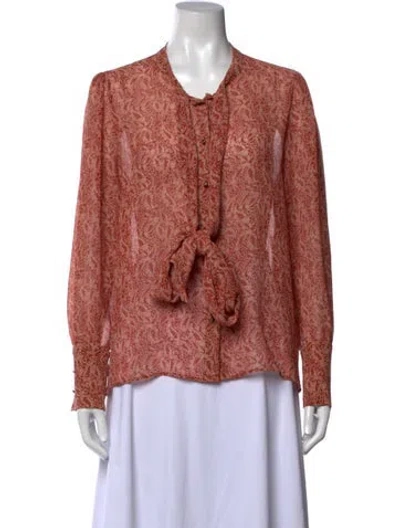 Pre-owned Sézane Paisley Print Tie Neck Blouse In Red