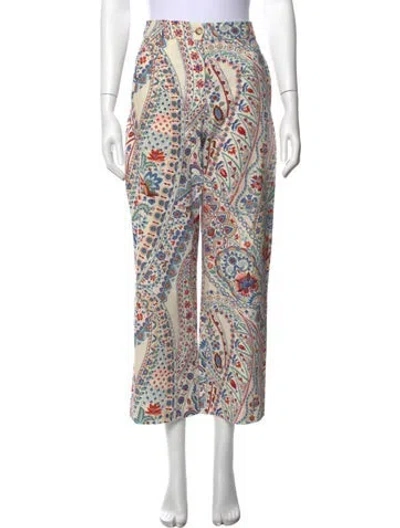 Pre-owned Sézane Paisley Print Wide Leg Pants In Neutrals