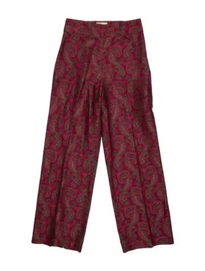 Pre-owned Sézane Paisley Print Wide Leg Pants In Red