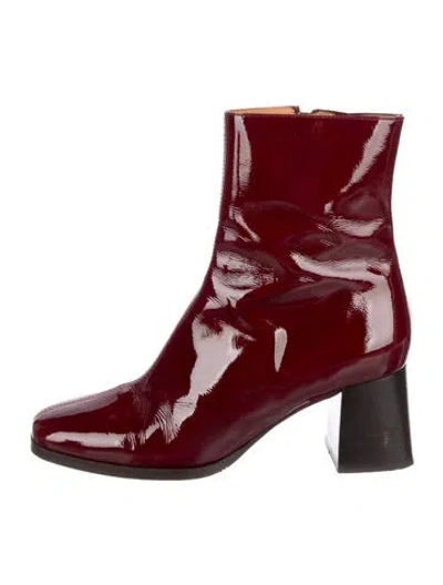 Pre-owned Sézane Patent Leather Boots In Burgundy