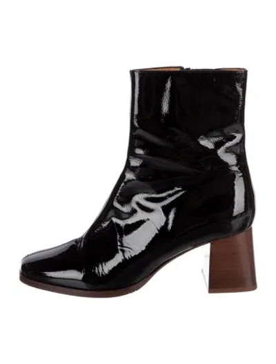 Pre-owned Sézane Patent Leather Colorblock Pattern Boots In Black