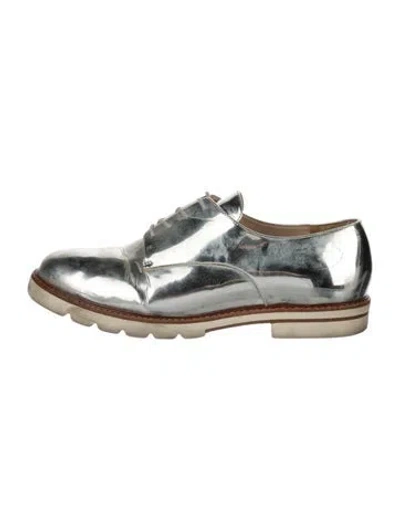 Pre-owned Sézane Patent Leather Derby Shoes In Metallic/silver