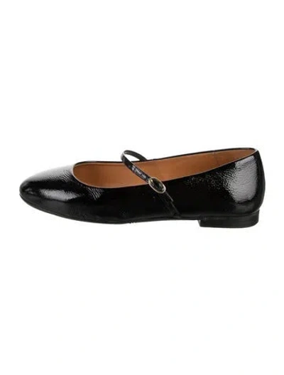 Pre-owned Sézane Patent Leather Mary Jane Flats In Black