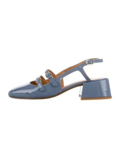 Pre-owned Sézane Patent Leather Mary Jane Flats In Blue