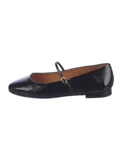 Pre-owned Sézane Patent Leather Mary Jane Flats In Blue