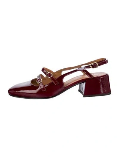 Pre-owned Sézane Patent Leather Mary Jane Flats In Burgundy