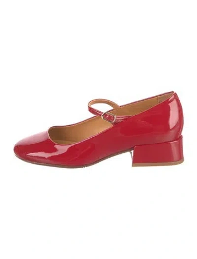 Pre-owned Sézane Patent Leather Mary Jane Flats In Red