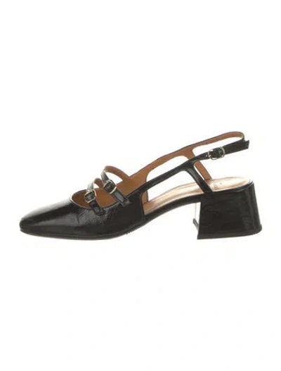 Pre-owned Sézane Patent Leather Slingback Flats In Black