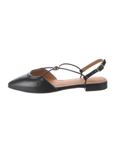 Pre-owned Sézane Patent Leather Slingback Flats W/ Tags In Black