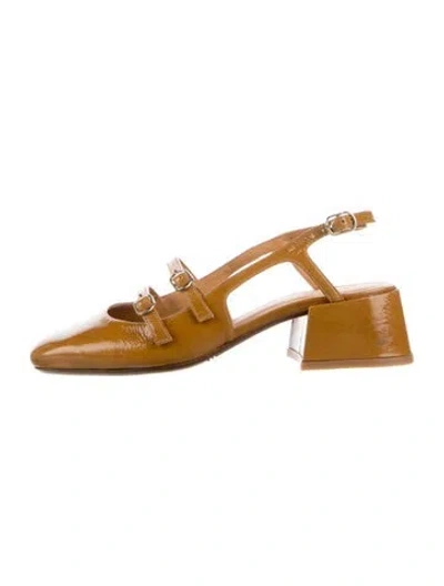 Pre-owned Sézane Patent Leather Slingback Flats In Yellow