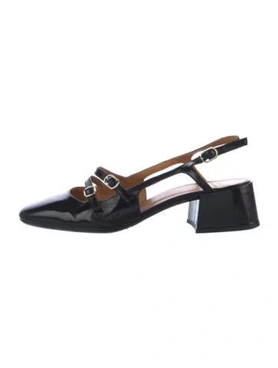 Pre-owned Sézane Patent Leather Slingback Pumps In Black