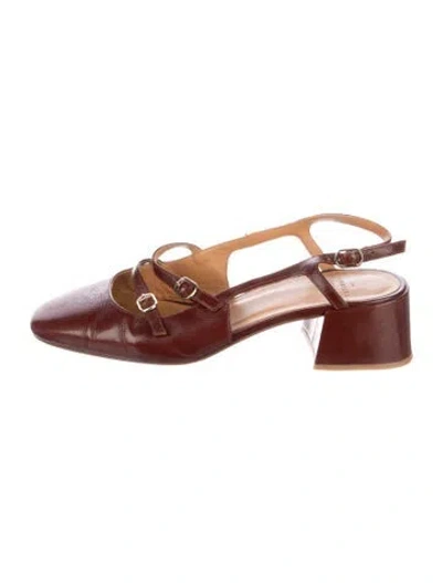 Pre-owned Sézane Patent Leather Slingback Pumps In Brown