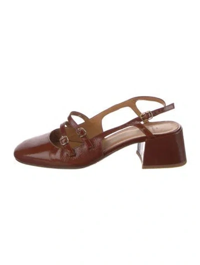 Pre-owned Sézane Patent Leather Slingback Pumps In Brown