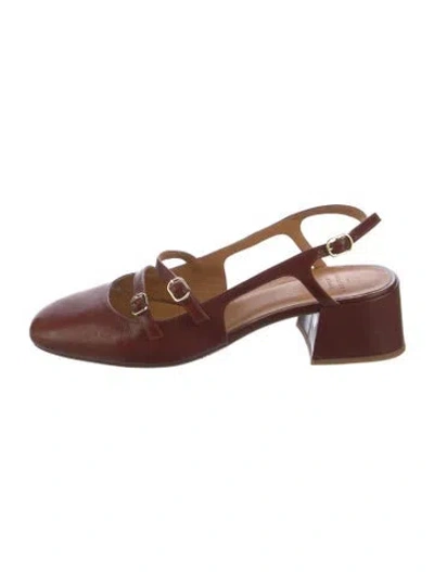 Pre-owned Sézane Patent Leather Slingback Pumps In Brown