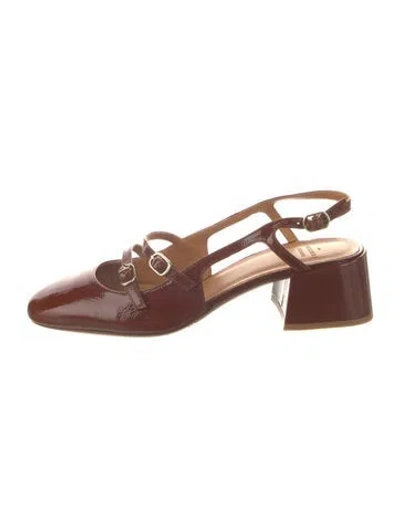 Pre-owned Sézane Patent Leather Slingback Pumps In Brown