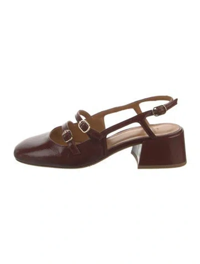 Pre-owned Sézane Patent Leather Slingback Pumps In Brown