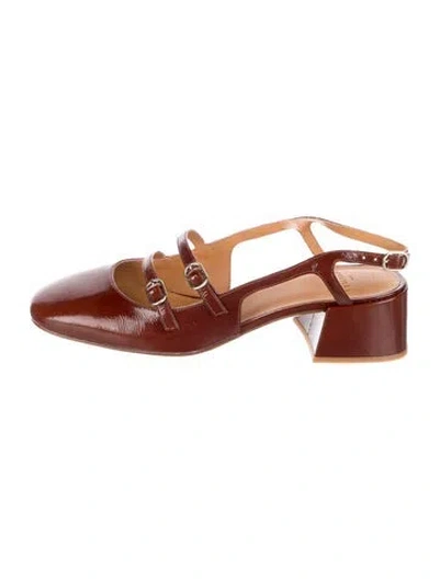 Pre-owned Sézane Patent Leather Slingback Pumps In Brown