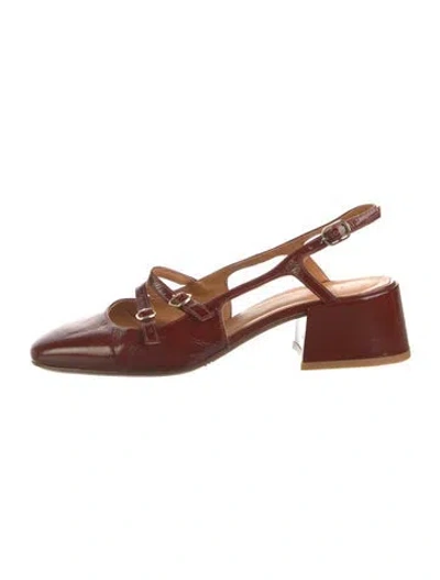 Pre-owned Sézane Patent Leather Slingback Pumps In Brown