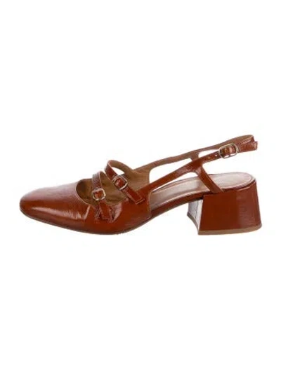 Pre-owned Sézane Patent Leather Slingback Pumps In Brown
