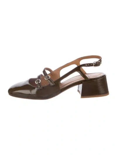 Pre-owned Sézane Patent Leather Slingback Pumps In Brown