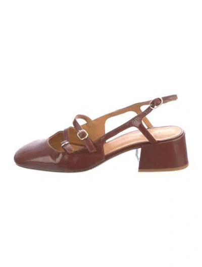 Pre-owned Sézane Patent Leather Slingback Pumps In Brown