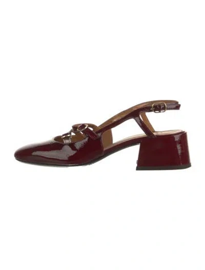 Pre-owned Sézane Patent Leather Slingback Pumps In Burgundy