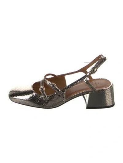 Pre-owned Sézane Patent Leather Slingback Pumps In Gold